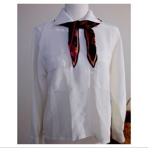 Vintage White Long Sleeve Button Up Blouse